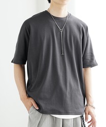 【MinoriTY】ルーズドルマンスリーブ長袖＆半袖Tシャツ とろみ素材 無地 メンズ 夏服 オーバーサイズ カットソー カラーTシャツ
