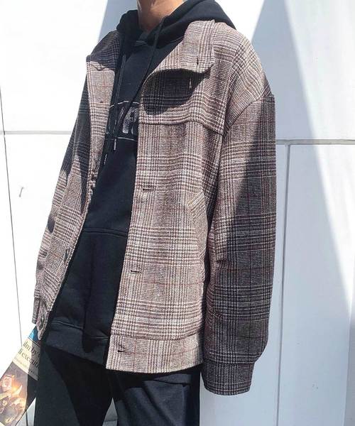 neos(ネオス)の「【neos -addictive design-】ビッグシルエット ガンクラブ グレンチェック スウィングトップ(ブルゾン)」|ブラウン