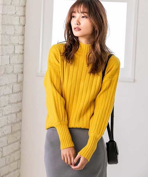 fifth（フィフス）の「ハイネックリブデザインニット（ニット/セーター・レディース・ホワイト/ブラック/ベージュ/ブラウン/イエロー/テラコッタ・MEDIUM）」の6枚目の写真