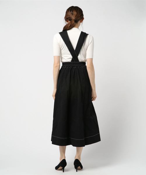WEGO（ウィゴー）の「WEGO/2WAY配色ストレッチツイルチノロングスカート（スカート・レディース・ホワイト/ブラック・FREE）」の3枚目の写真
