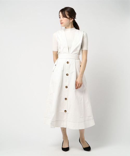 WEGO（ウィゴー）の「WEGO/2WAY配色ストレッチツイルチノロングスカート（スカート・レディース・ホワイト/ブラック・FREE）」の13枚目の写真