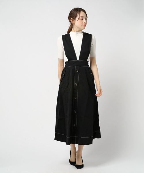 WEGO（ウィゴー）の「WEGO/2WAY配色ストレッチツイルチノロングスカート（スカート・レディース・ホワイト/ブラック・FREE）」の14枚目の写真