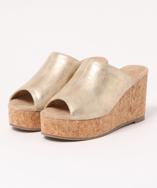 KOBE LETTUCE(コウベレタス)の「厚底コルク風ウェッジソールサボサンダル(サンダル・レディース・ホワイト/ブラック/ゴールド/ベージュ系その他/ゴールド系その他/ブラウン・LL/S/M/L)」の6枚目の写真