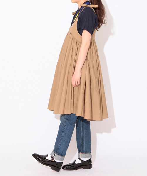 BEAMS BOY（ビームスボーイ）の「BEAMS BOY / ソリッド 肩リボン キャミ ワンピース（ワンピース・レディース・ブラウン系その他/ベージュ・ONE SIZE）」の4枚目の写真