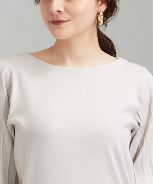 green label relaxing（グリーンレーベルリラクシング）の「[手洗い可能] CS プリーツライク スリーブ ニット（ニット/セーター・レディース・ナチュラル/ベージュ/ネイビー・FREE）」の4枚目の写真