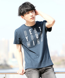 メッセージロゴプリントクルーネック半袖Tシャツ