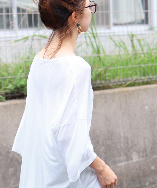 reca(レカ)の「裾ラウンドロングTシャツ(Tシャツ/カットソー・レディース・ホワイト/ブラック/ベージュ・FREE)」の4枚目の写真