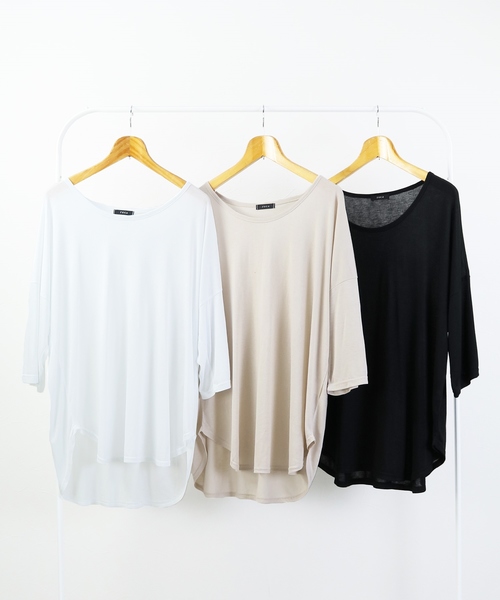 reca(レカ)の「裾ラウンドロングTシャツ(Tシャツ/カットソー・レディース・ホワイト/ブラック/ベージュ・FREE)」の12枚目の写真