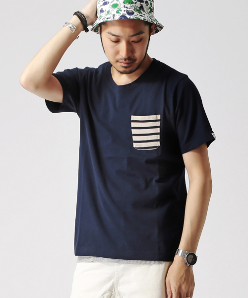 BEAMS（ビームス）の「○BEAMS / リブポケットクルー S/S TEE（Tシャツ/カットソー・メンズ・ホワイト/ネイビー/ライトグレー・LARGE/SMALL/X-LARGE/MEDIUM）」の3枚目の写真