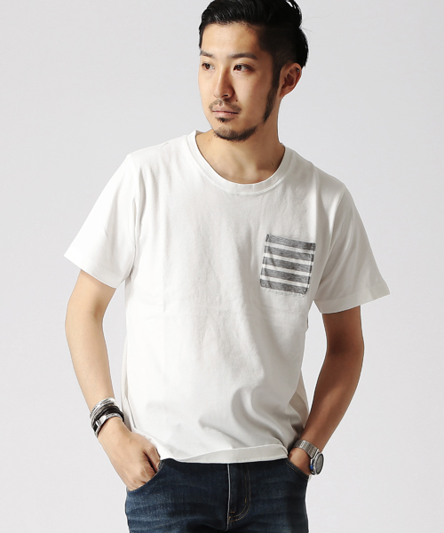 BEAMS（ビームス）の「○BEAMS / リブポケットクルー S/S TEE（Tシャツ/カットソー・メンズ・ホワイト/ネイビー/ライトグレー・LARGE/SMALL/X-LARGE/MEDIUM）」の2枚目の写真