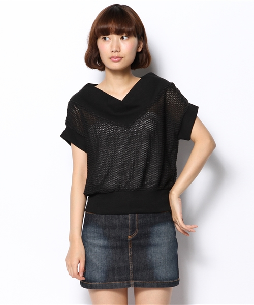 mystic（ミスティック）の「ワイドVネックプルオーバー（Tシャツ/カットソー・レディース・ブルー/ベージュ/オフホワイト/ブラック・ﾌﾘ-）」の11枚目の写真