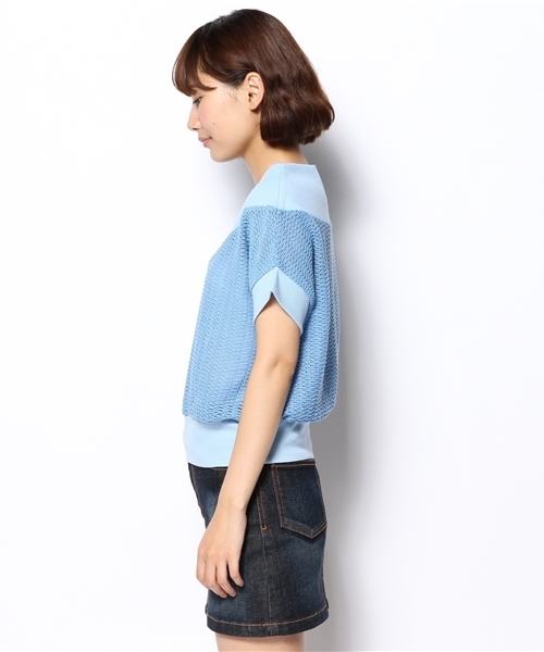 mystic（ミスティック）の「ワイドVネックプルオーバー（Tシャツ/カットソー・レディース・ブルー/ベージュ/オフホワイト/ブラック・ﾌﾘ-）」の6枚目の写真