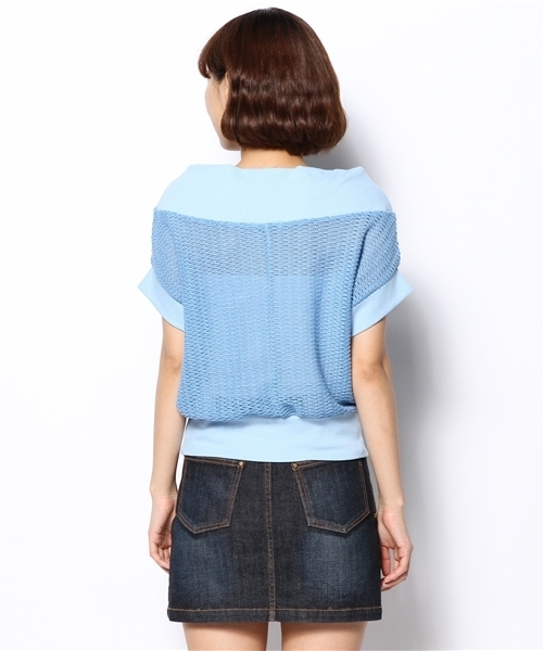 mystic（ミスティック）の「ワイドVネックプルオーバー（Tシャツ/カットソー・レディース・ブルー/ベージュ/オフホワイト/ブラック・ﾌﾘ-）」の7枚目の写真