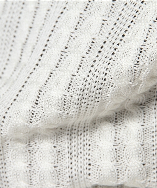 WEGO(ウィゴー)の「WEGO/ミニケーブル5分袖ニット(ニット/セーター・レディース・アイボリー/ダークグリーン/ネイビー/ワイン・FREE)」の6枚目の写真