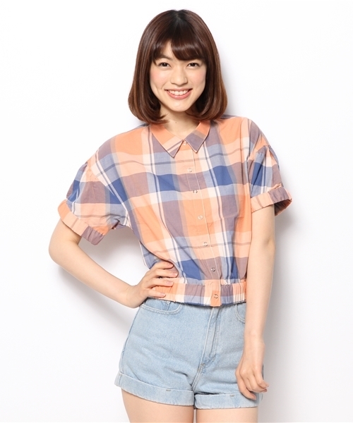 Kastane（カスタネ）の「【Kastane】半袖ギャザーブラウス（シャツ/ブラウス・レディース・ピンク/オレンジ・FREE）」の2枚目の写真
