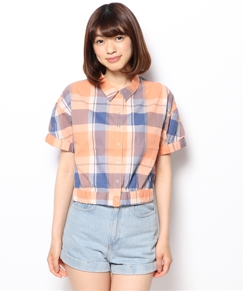 Kastane（カスタネ）の「【Kastane】半袖ギャザーブラウス（シャツ/ブラウス・レディース・ピンク/オレンジ・FREE）」の4枚目の写真