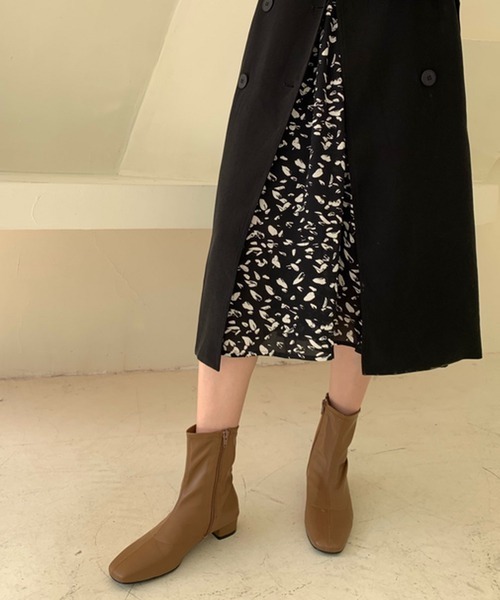 Square flat short boots chs21a043-ファッション通販サイト