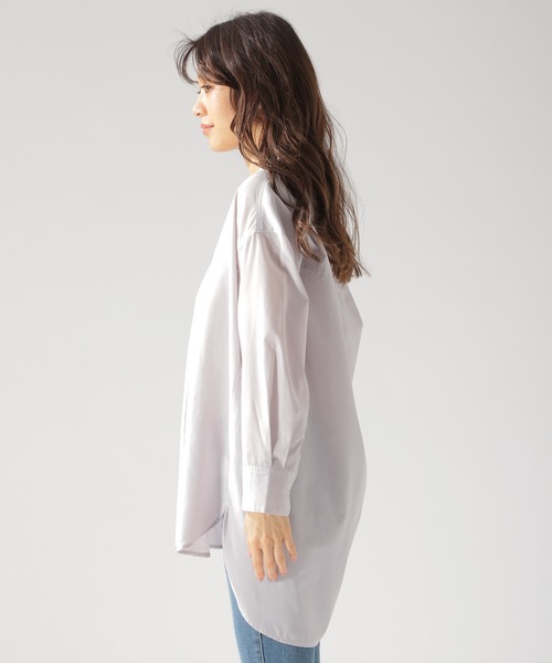 BAYFLOW（ベイフロー）の「スキッパーロングシャツ（シャツ/ブラウス・レディース・ライトグレー/ベージュ/オフホワイト・FREE）」の10枚目の写真