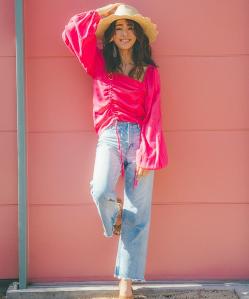 BAYFLOW（ベイフロー）の「【野沢和香×BAYFLOW】コラボギャザーブラウス（シャツ/ブラウス・レディース・ピンク/ナチュラル/ホワイト/ブラック/ライトグリーン・MEDIUM/SMALL）」の14枚目の写真