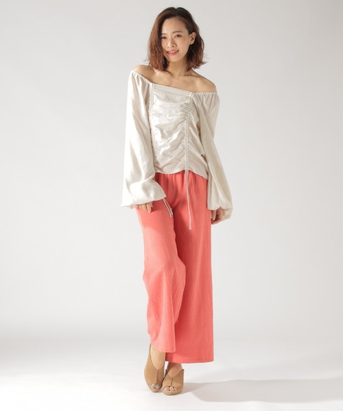 BAYFLOW（ベイフロー）の「【野沢和香×BAYFLOW】コラボギャザーブラウス（シャツ/ブラウス・レディース・ピンク/ナチュラル/ホワイト/ブラック/ライトグリーン・MEDIUM/SMALL）」の7枚目の写真