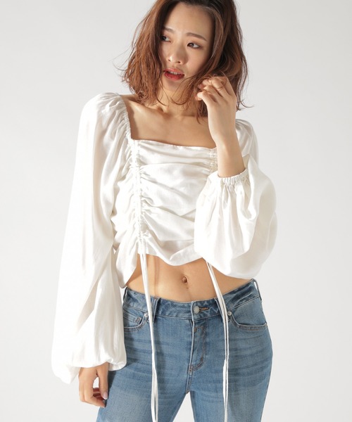 BAYFLOW（ベイフロー）の「【野沢和香×BAYFLOW】コラボギャザーブラウス（シャツ/ブラウス・レディース・ピンク/ナチュラル/ホワイト/ブラック/ライトグリーン・MEDIUM/SMALL）」の11枚目の写真