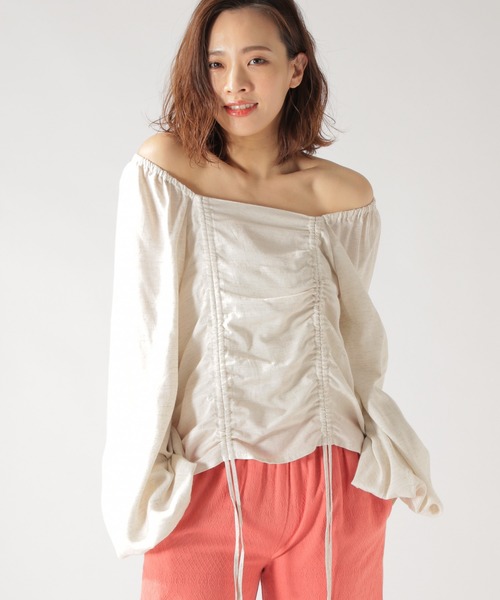 BAYFLOW（ベイフロー）の「【野沢和香×BAYFLOW】コラボギャザーブラウス（シャツ/ブラウス・レディース・ピンク/ナチュラル/ホワイト/ブラック/ライトグリーン・MEDIUM/SMALL）」の8枚目の写真