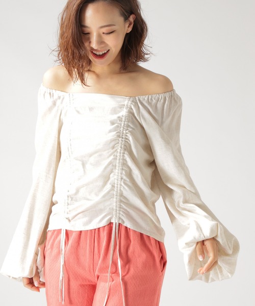 セール】【野沢和香×BAYFLOW】コラボギャザーブラウス（シャツ  