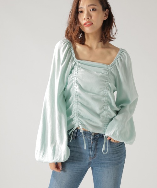 BAYFLOW（ベイフロー）の「【野沢和香×BAYFLOW】コラボギャザーブラウス（シャツ/ブラウス・レディース・ピンク/ナチュラル/ホワイト/ブラック/ライトグリーン・MEDIUM/SMALL）」の12枚目の写真