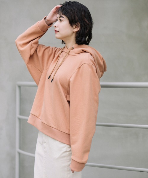 Munich（ミューニック）の「コットンフレンチテリー　プルオーバーフーディー（パーカー・レディース・ブラック/グレー/ピンク/アイボリー・FREE）」の4枚目の写真