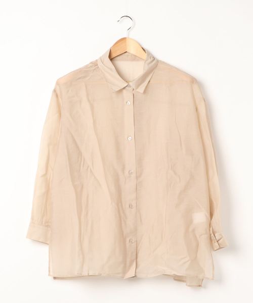 SpRay(スプレイ)の「シースルーオーバーサイズシャツ(シャツ/ブラウス・レディース・ブラック/オフホワイト/ミント/ライトベージュ/ライトグリーン/ダークパープル/ダークブラウン・FREE)」の15枚目の写真