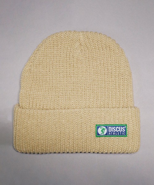 DISCUS（ディスカス）の「【DISCUS】ワンポイント ニットキャップ（ニットキャップ/ビーニー・メンズ・ネイビー/ベージュ/パープル/レッド/ロイヤルブルー/オリーブドラブ/ブラック/オフホワイト/ワイン/オレンジ/ブラウン・FREE）」の4枚目の写真