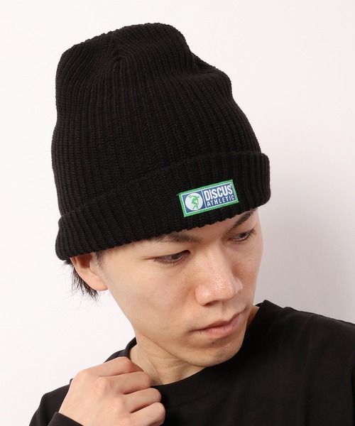 DISCUS（ディスカス）の「【DISCUS】ワンポイント ニットキャップ（ニットキャップ/ビーニー・メンズ・ネイビー/ベージュ/パープル/レッド/ロイヤルブルー/オリーブドラブ/ブラック/オフホワイト/ワイン/オレンジ/ブラウン・FREE）」の3枚目の写真