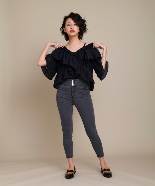 KOH.style（コースタイル）の「ストレッチスキニ―パンツ（デニムパンツ・レディース・グレー/ブラック/ブルー・LARGE/MEDIUM）」の19枚目の写真