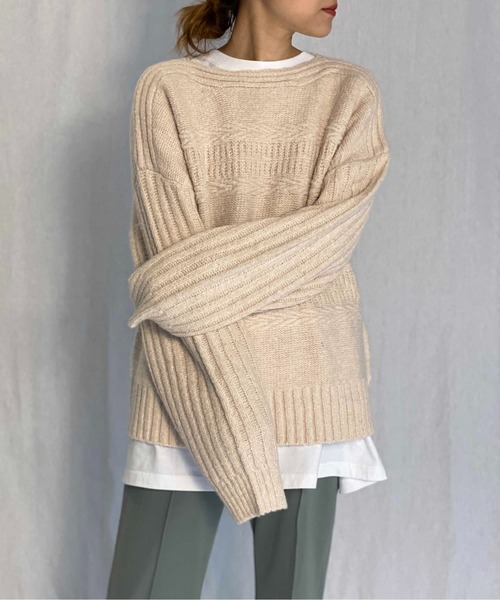 PICCIN（ピッチン）の「【WEB限定】ケーブルニットセーター（ニット/セーター・レディース・アイボリー/モカ・M）」の15枚目の写真