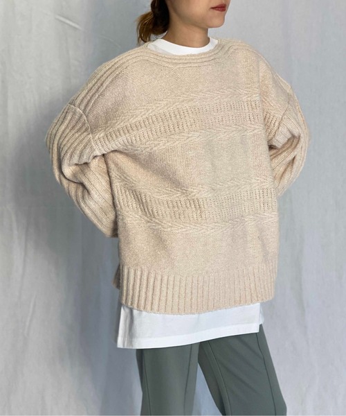 PICCIN（ピッチン）の「【WEB限定】ケーブルニットセーター（ニット/セーター・レディース・アイボリー/モカ・M）」の14枚目の写真