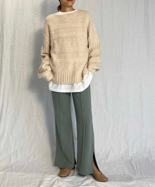 PICCIN（ピッチン）の「【WEB限定】ケーブルニットセーター（ニット/セーター・レディース・アイボリー/モカ・M）」の12枚目の写真