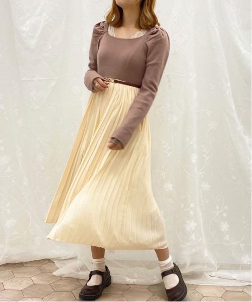 apres jour（アプレジュール）の「ニットプリーツドッキングワンピース【ZOZOTOWN限定アイテム】（ワンピース・レディース・ダークブラウン/ピンクベージュ/ライトベージュ・フリー）」の18枚目の写真