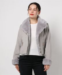 axes femme | ライダース風ショートコート(ピーコート)