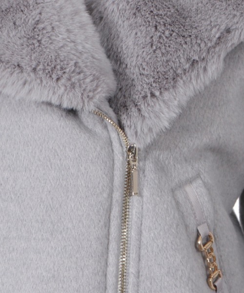 axes femme(アクシーズファム)の「ライダース風ショートコート(ピーコート・レディース・ネイビー/グレー/ベージュ・MEDIUM)」の18枚目の写真