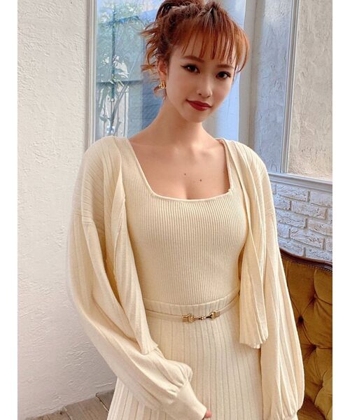 RESEXXY（リゼクシー）の「リブフレアニットワンピース【セットアップ着用可能】（ワンピース・レディース・ホワイト/ブラック/モカ・FREE）」の11枚目の写真