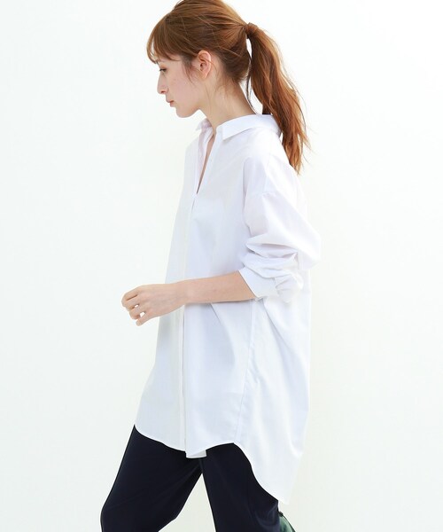 INDIVI（インディヴィ）の「「S」プレミアブロードシャツ（シャツ/ブラウス・レディース・ホワイト系/サックスブルー/ネイビー・03/05）」の8枚目の写真