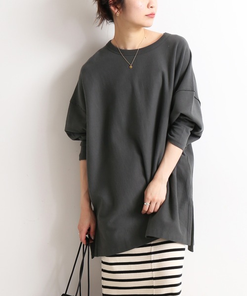 SLOBE IENA(スローブイエナ)の「ドライ裏毛BIGプルオーバー【手洗い可能】◆(Tシャツ/カットソー・レディース・グレー/グレー系その他/サックスブルー・FREE)」の2枚目の写真