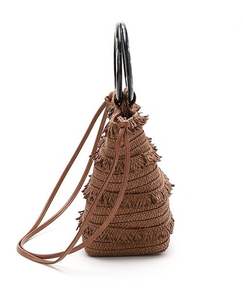 MONO　COMME CA（モノコムサ）の「べっ甲調ハンドル フリンジ かごバッグ（かごバッグ・レディース・ブラウン/ベージュ・FREE）」の8枚目の写真