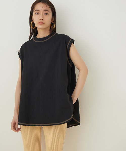 ADAM ET ROPE'（アダムエロペ）の「【WEB限定】フレアフレンチスリーブTEE（Tシャツ/カットソー・レディース・ブラック/ホワイト/グリーン系その他2/クリーム・FREE）」の3枚目の写真