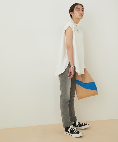 ADAM ET ROPE'（アダムエロペ）の「【WEB限定】フレアフレンチスリーブTEE（Tシャツ/カットソー・レディース・ブラック/ホワイト/グリーン系その他2/クリーム・FREE）」の10枚目の写真