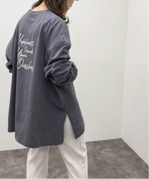 apres jour mignon（アプレジュールミニョン）の「アソートスリットロンＴ３【ZOZOTOWN限定アイテム】（Tシャツ/カットソー・レディース・ダークブルー/ブラック系その他2/オフホワイト/ブラック系その他/ホワイト系その他3/ホワイト系その他2/ホワイト系その他/アイボリー/ブルー系その他/ブラック/パープル・フリー/X-LARGE）」の9枚目の写真