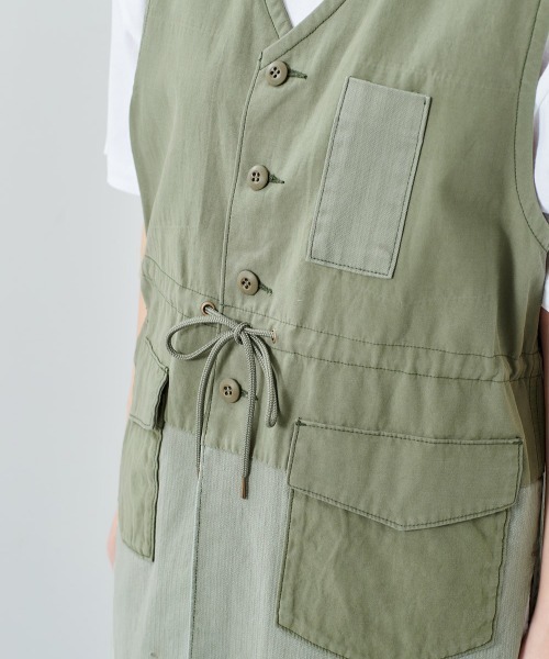 cepo(セポ)の「ミリタリーロングジレ(ワンピース・レディース・オフホワイト/カーキ・M)」の5枚目の写真