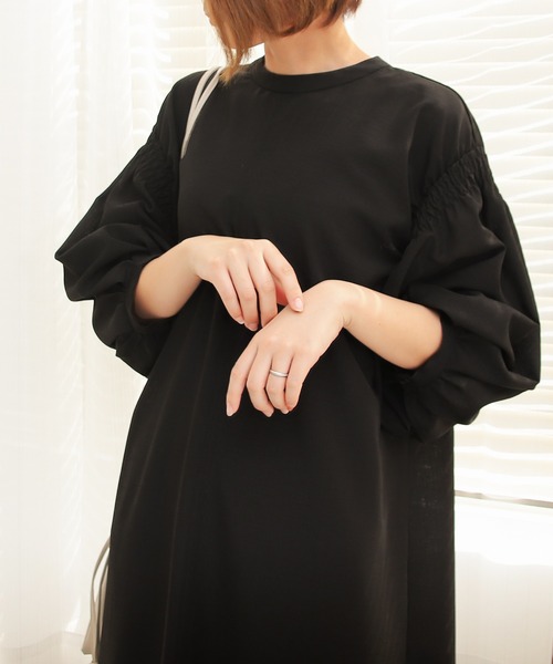 Social GIRL（ソーシャルガール）の「2WAYボリュームギャザーシャツワンピース（シャツワンピース・レディース・ブラック/オレンジ/モカ・M）」の13枚目の写真