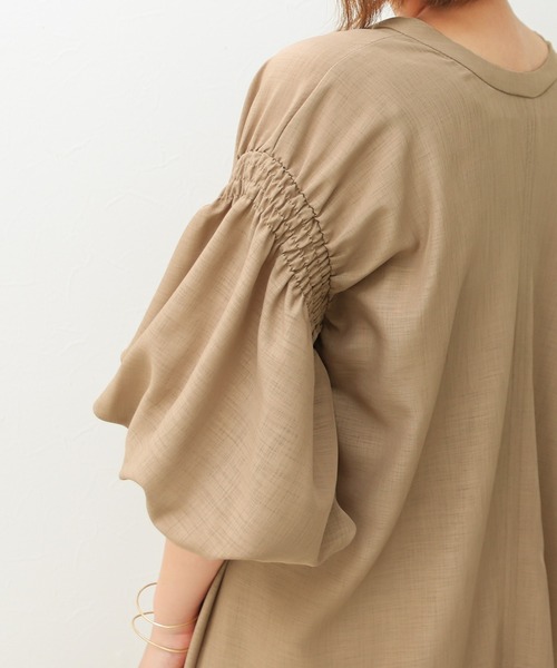 Social GIRL（ソーシャルガール）の「2WAYボリュームギャザーシャツワンピース（シャツワンピース・レディース・ブラック/オレンジ/モカ・M）」の8枚目の写真