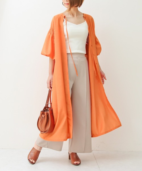 Social GIRL（ソーシャルガール）の「2WAYボリュームギャザーシャツワンピース（シャツワンピース・レディース・ブラック/オレンジ/モカ・M）」の5枚目の写真